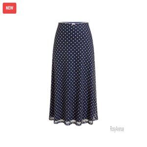 Mesh High Waist Flowy Midi Skirt A-Line Boho Casual Polka Dot